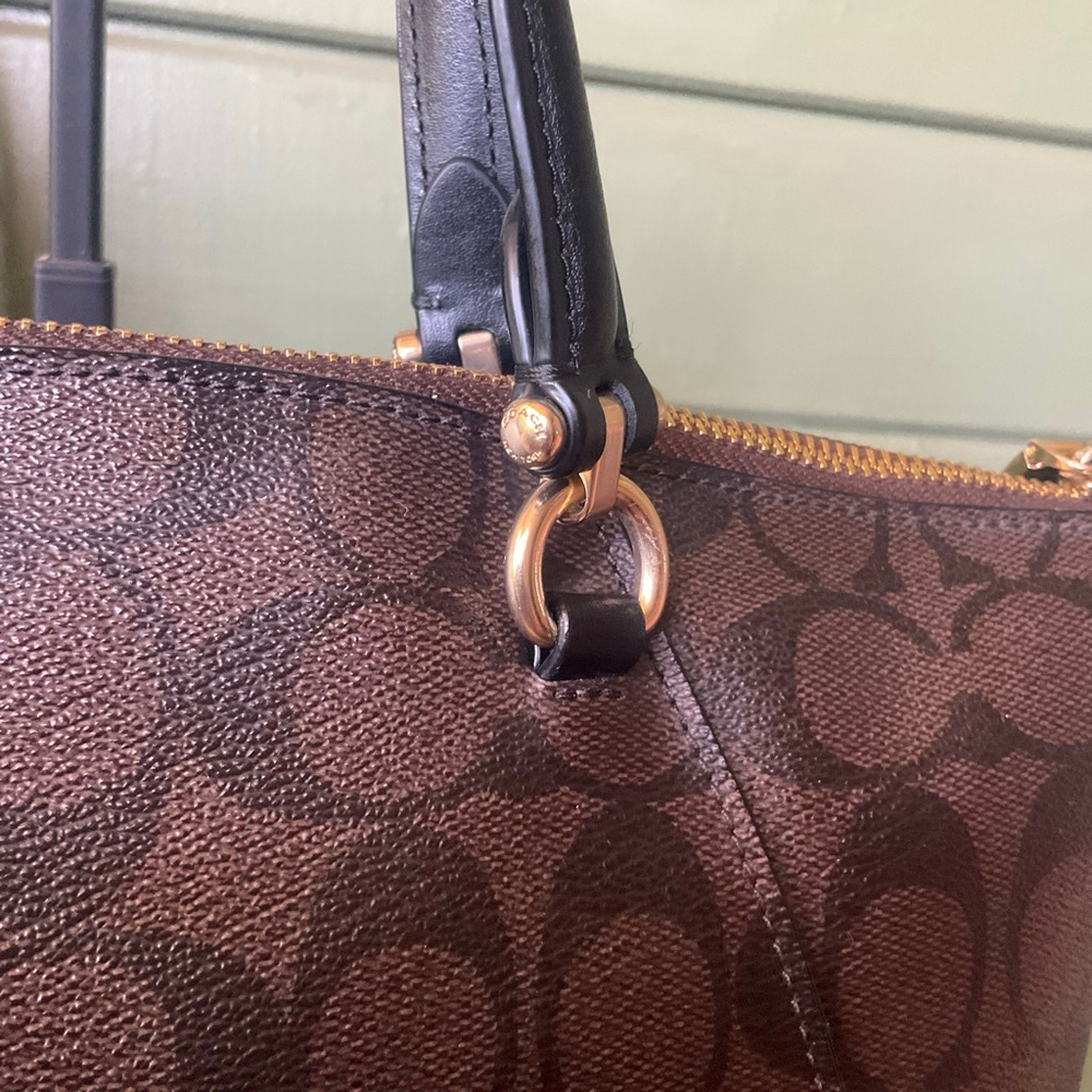 COACH Signature PRAIRIE SATCHEL in Signature Canvas Dark Brown/Black/Multi, EUC - Picture 7 of 14